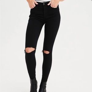 AEO black curvy highest rise jegging